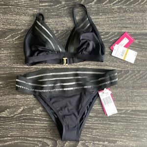 NWT Vince Camuto Black mesh Elastic bikini set SMALL